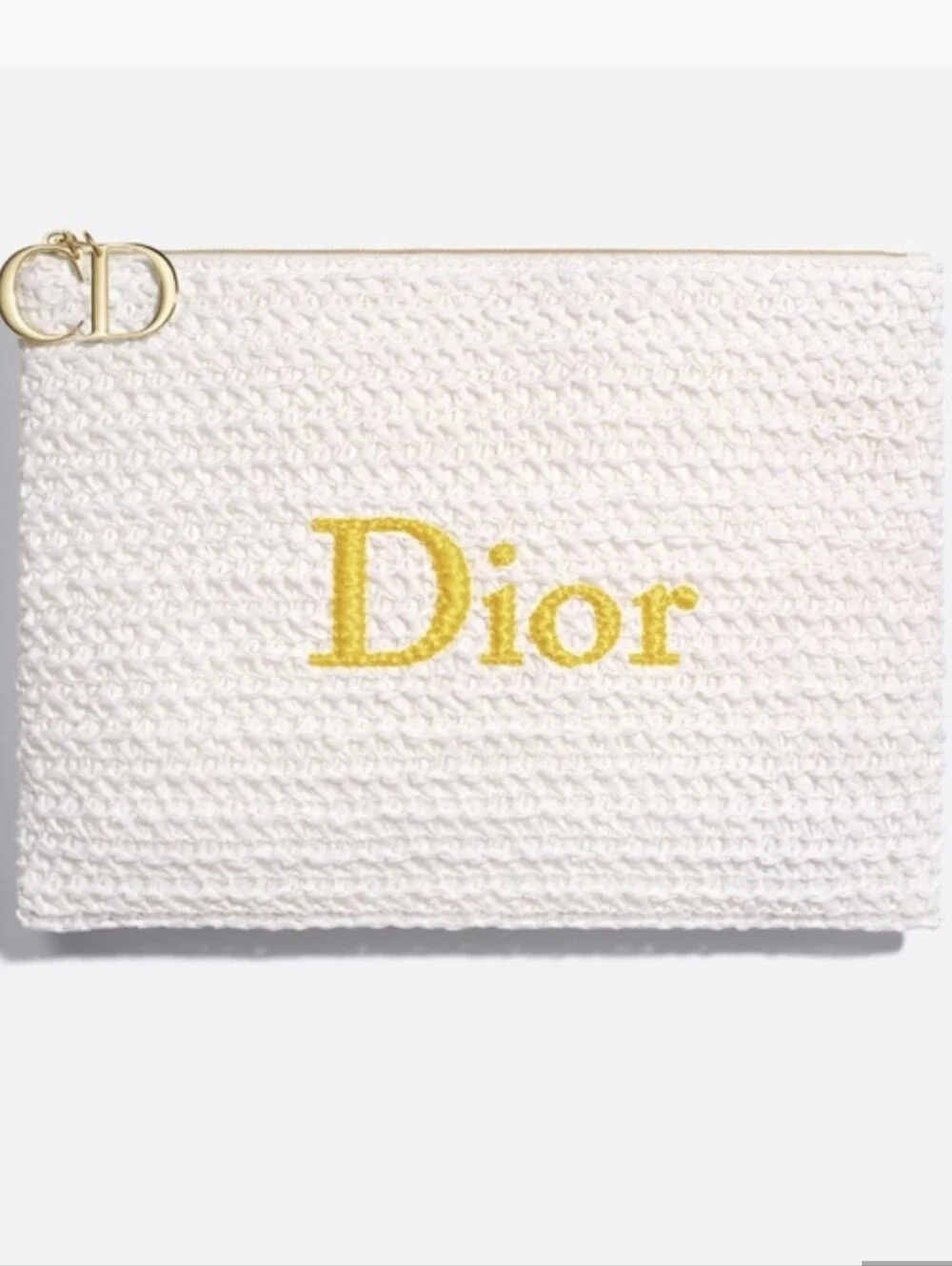 Dior Summer Pouch White Woven Straw Novelty Raffia Clutch Bag New